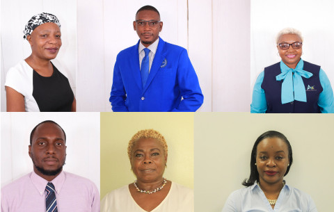 (L-R) Roumelia Daniel, Kem Riley, Monique James-Roberts, Fernando Samuel, Hazel Luke, Kisha Jeffers-Gomes